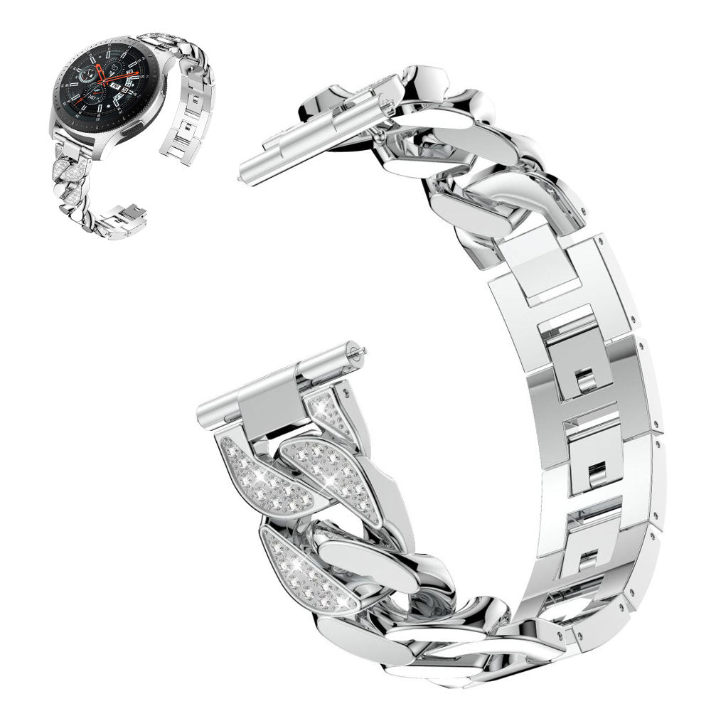 22mm Universal rhinestone adorned stainless steel watch strap - Silver#serie_4