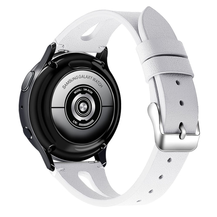 20mm Universal genuine leather watch strap with cutouts - White#serie_1