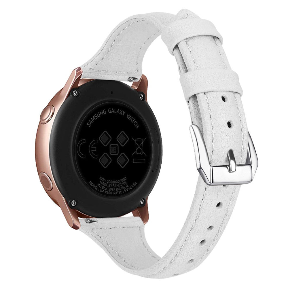 20mm Universal simple genuine leather watch strap with - White#serie_1