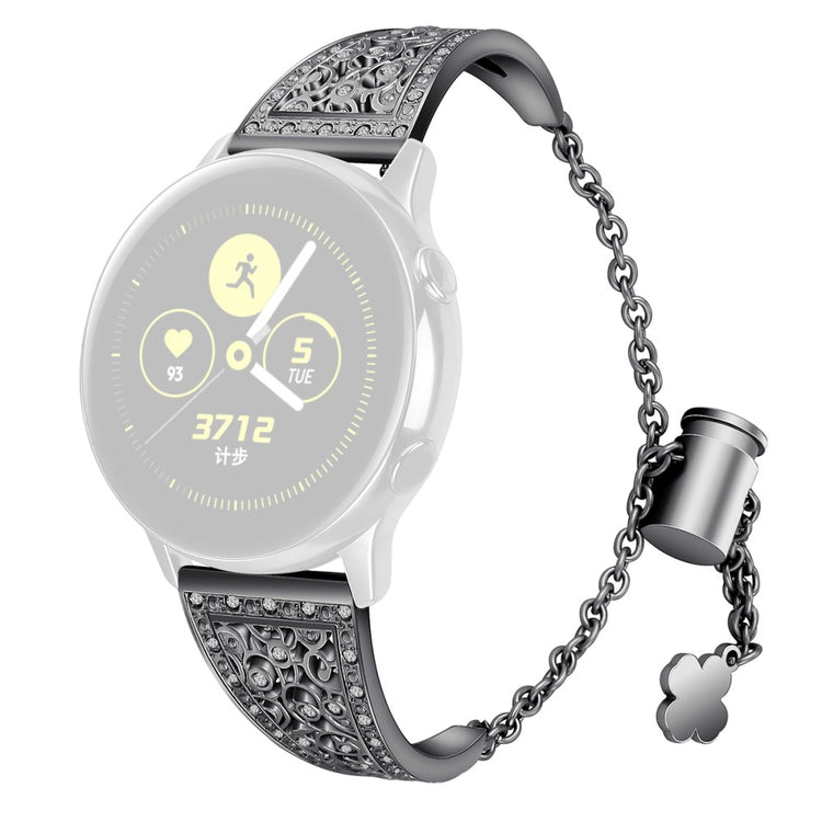 20mm Universal rhinestone floral décor watch strap - Black#serie_1