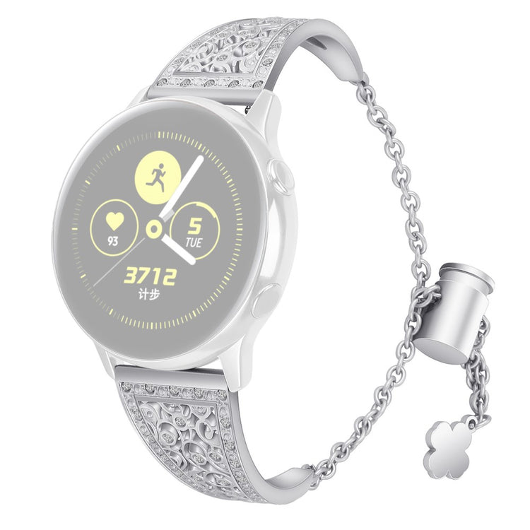 20mm Universal floral zine alloy rhinestone watch strap - Silver#serie_1