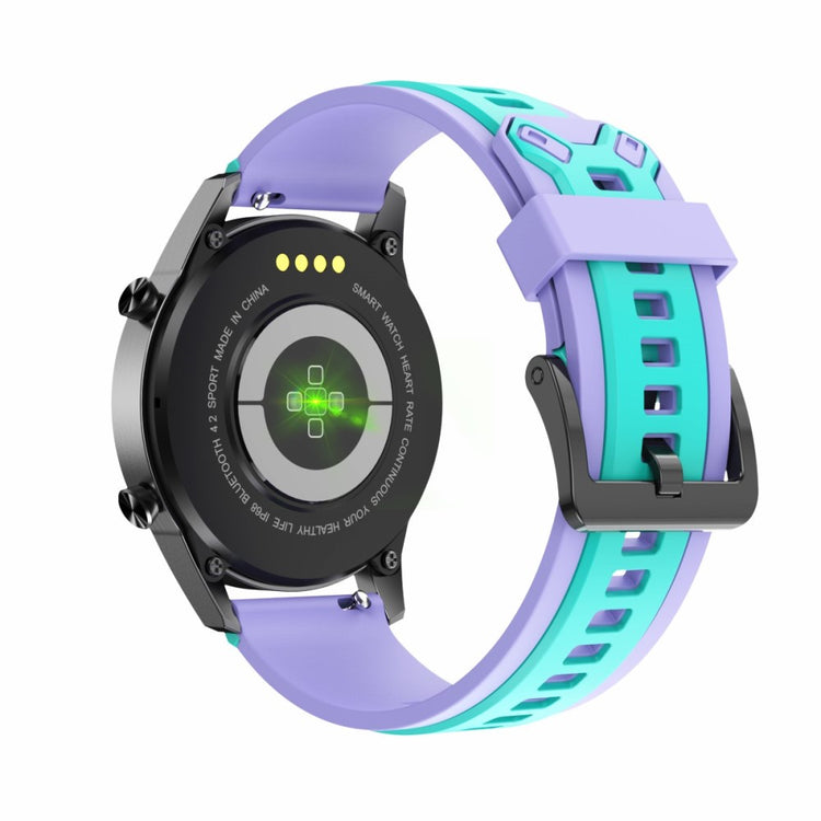 22mm Universal color splice silicone watch strap - Teal Green / Lavender#serie_1
