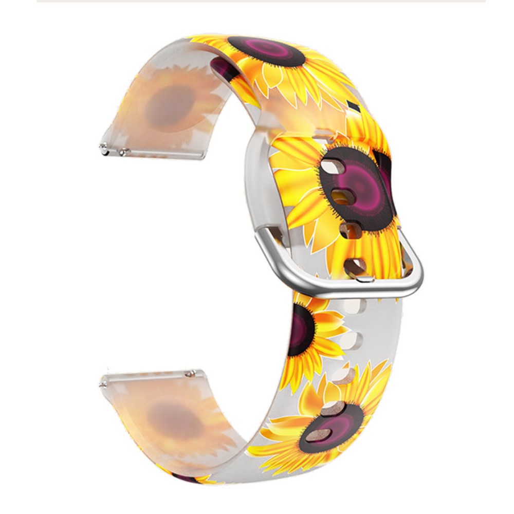 20mm Universal pattern printed silicone watch strap - White / Sunflowers#serie_4