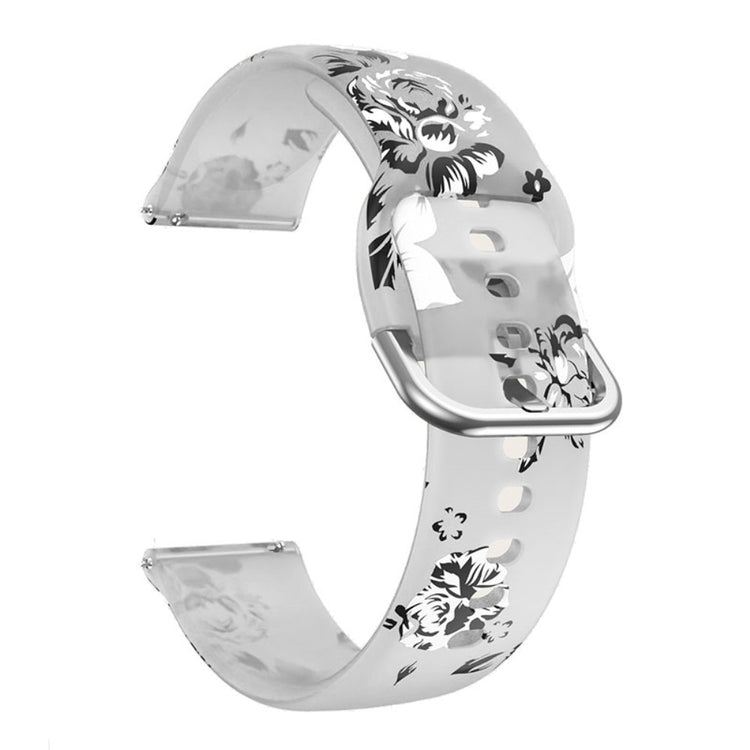 20mm Universal pattern printed silicone watch strap - White / Grey Flowers#serie_5