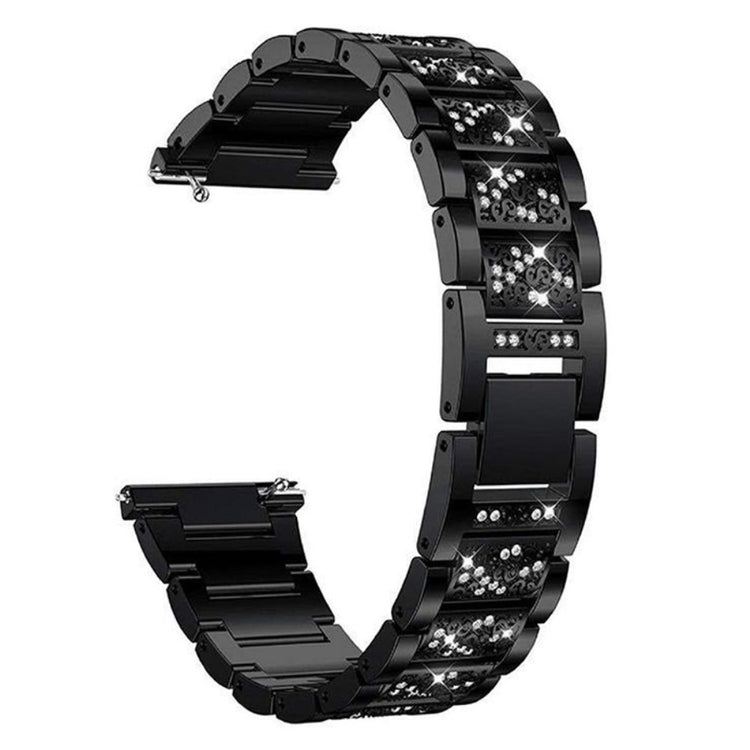 18mm Universal 3-bead rhinestone décor watch strap - Black#serie_1