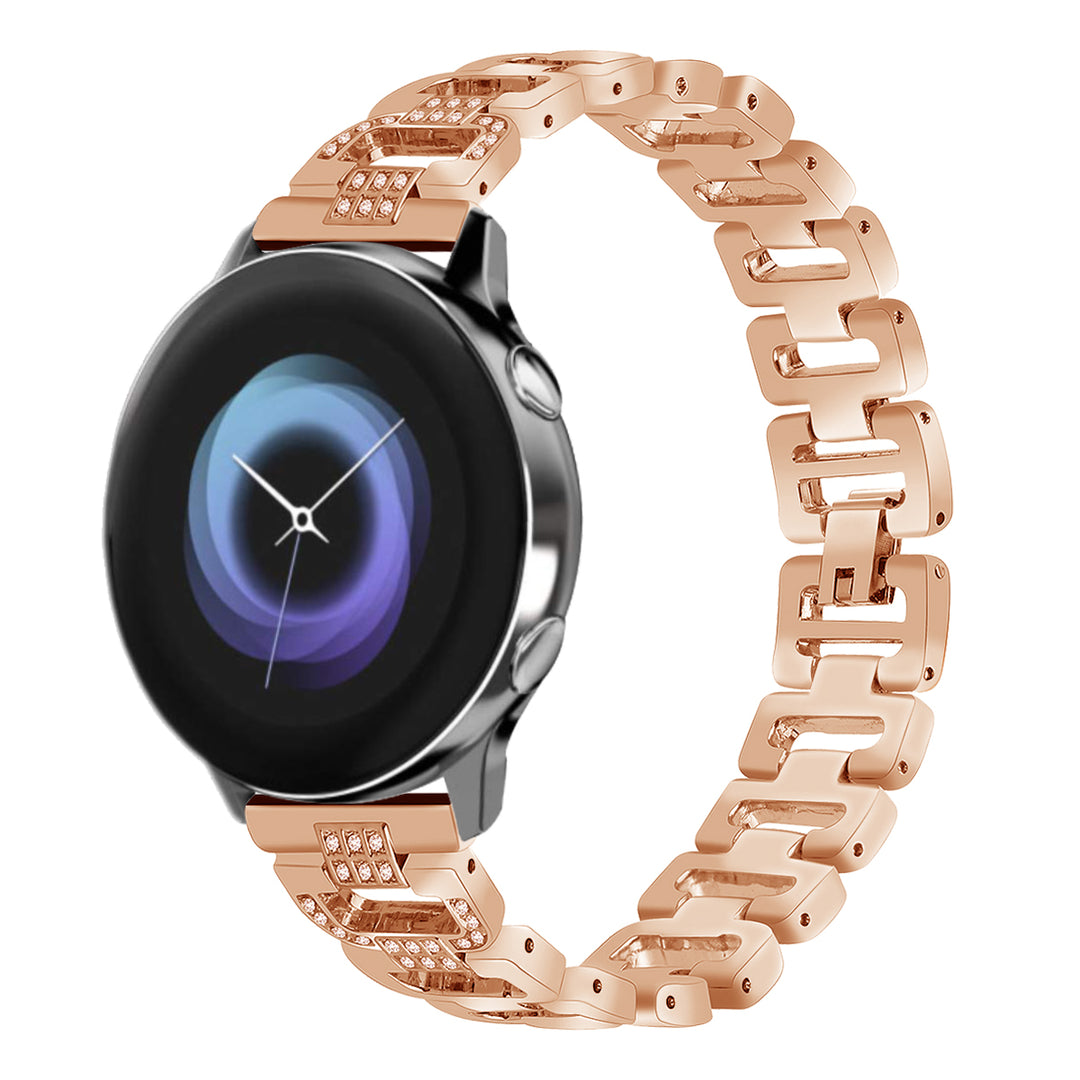 20mm Universal rhinestone D-chain stainless steel watch strap - Rose Gold#serie_4