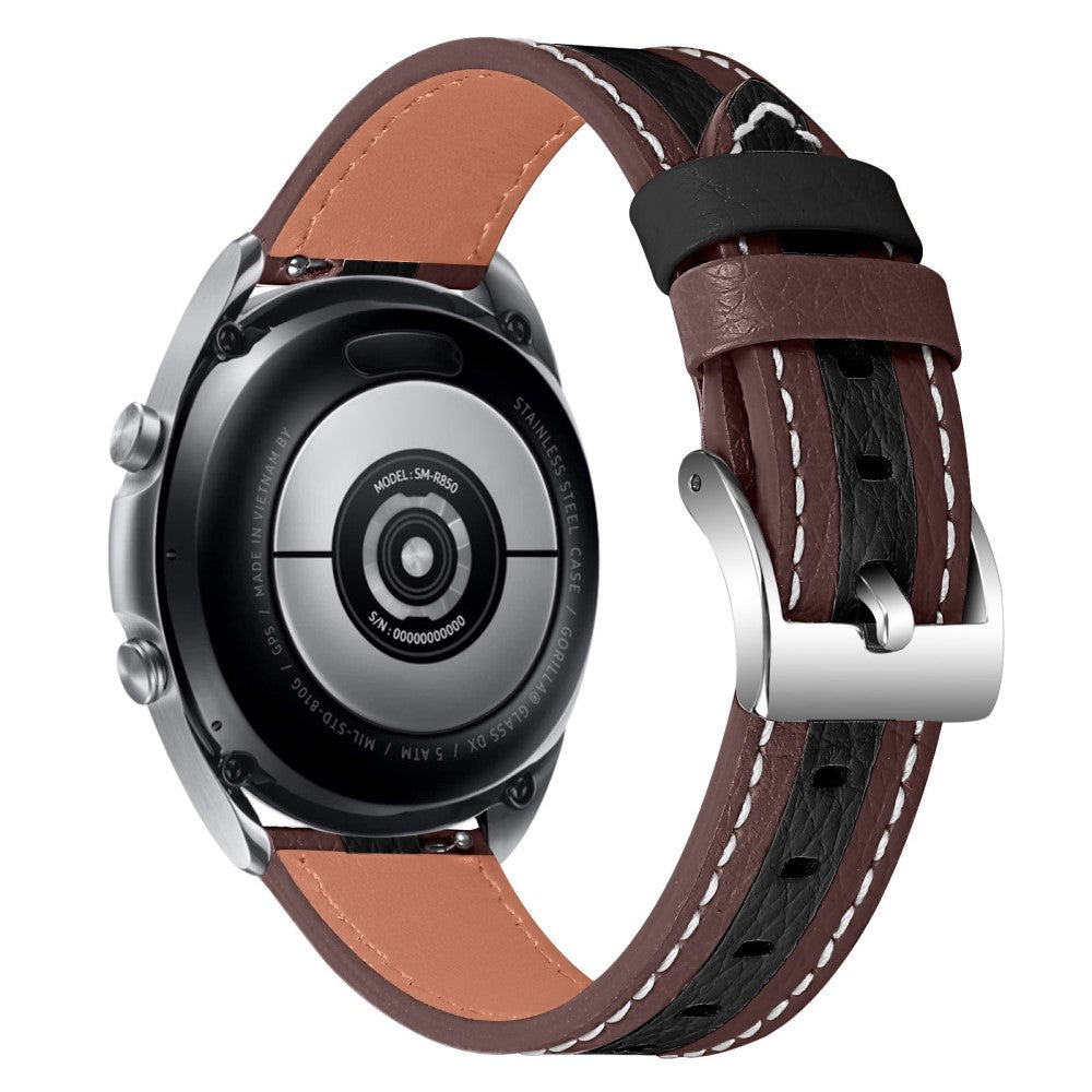 20mm Universal color splicing genuine leather watch strap - Brown / Black#serie_3