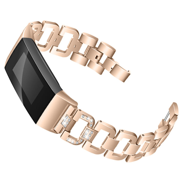 Fitbit Charge 4 / 3 elegant rhinestone watch strap - Rose Gold#serie_1