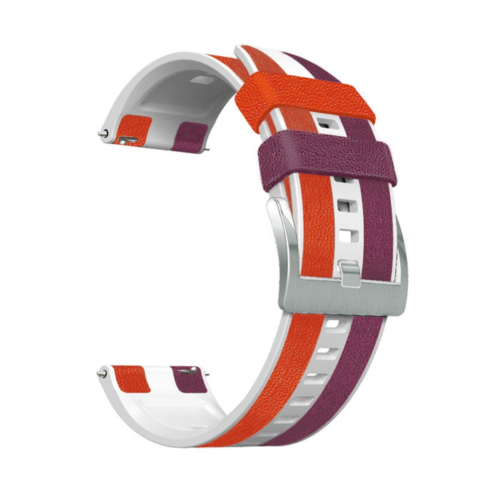 22mm Universal three color design silicone watch strap - Purple / White / Red#serie_2