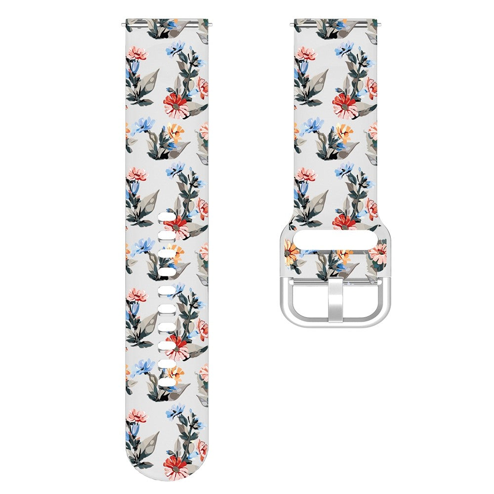 20mm Universal pattern printed silicone watch strap - Red / Yellow Flowers#serie_3