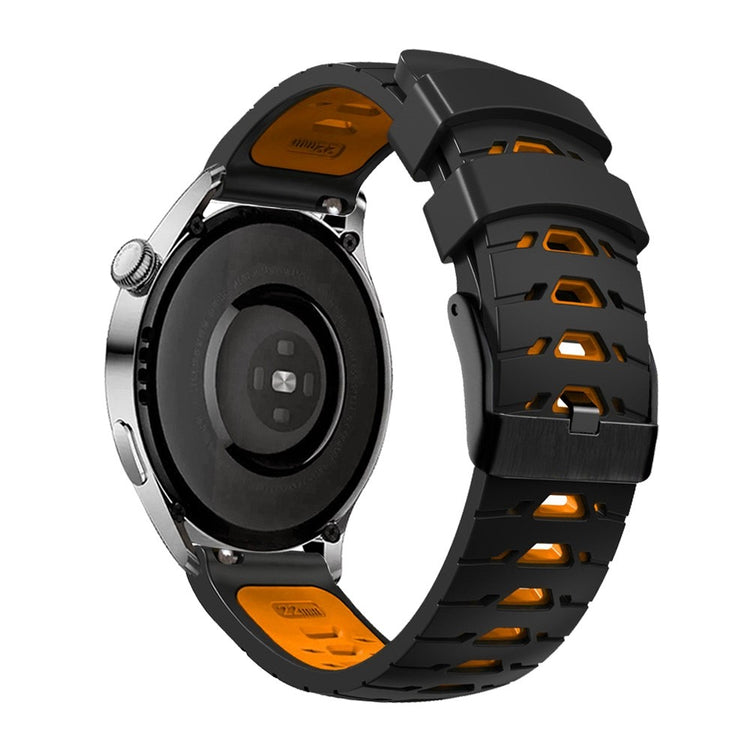 20mm Universal dual color silicone watch strap - Black / Orange#serie_4