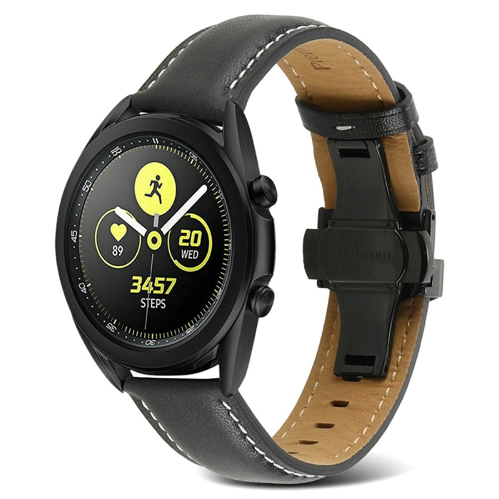 22mm Universal elegant genuine leather watch strap - Black#serie_2