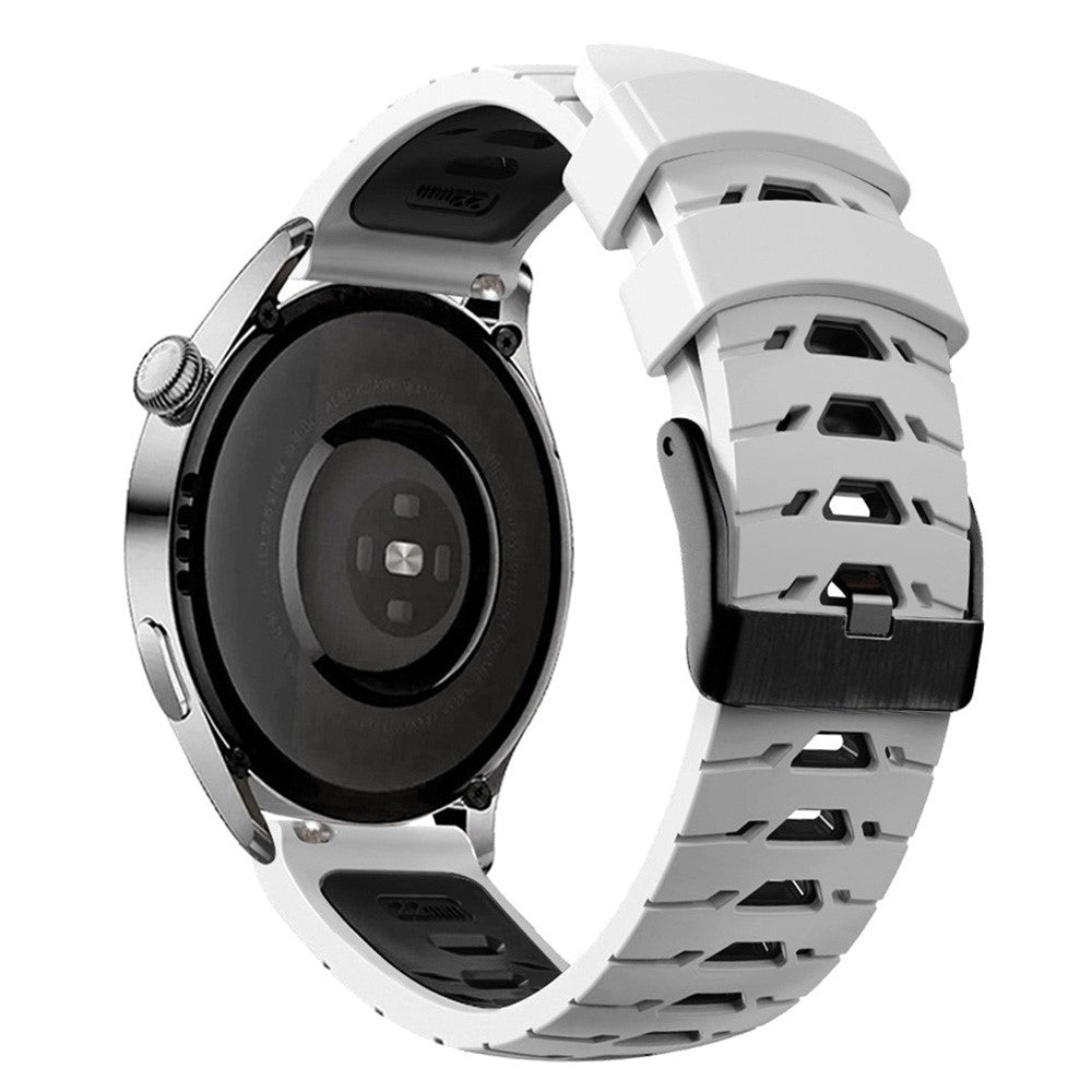 Universal dual color trapezoid holes silicone watch strap - White / Black#serie_2