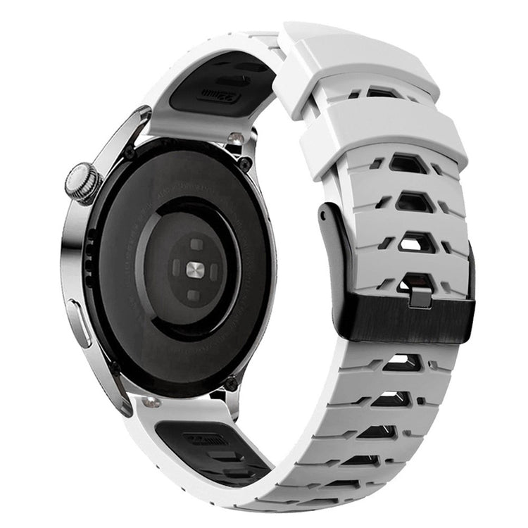 Universal dual color trapezoid holes silicone watch strap - White / Black#serie_2