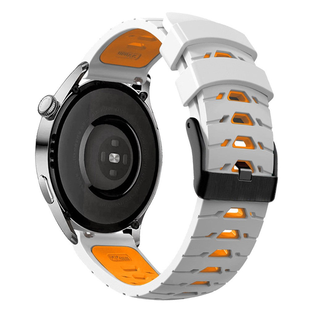 Universal dual color trapezoid holes silicone watch strap - White / Orange#serie_5