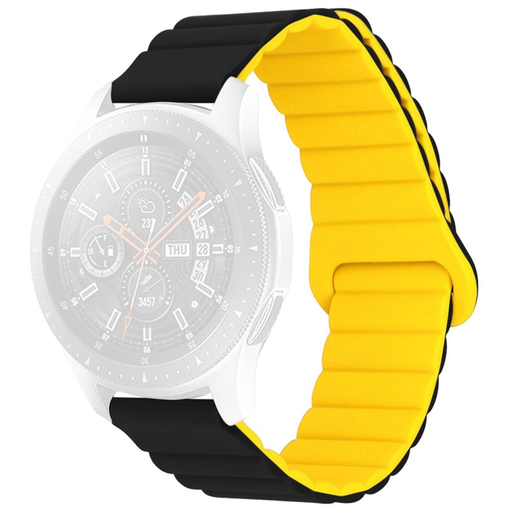 22mm Universal silicone watch strap - Black / Yellow#serie_3