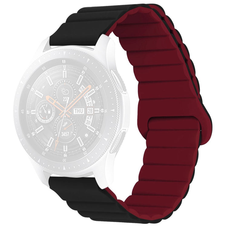 22mm Universal silicone watch strap - Black / Wine Red#serie_4