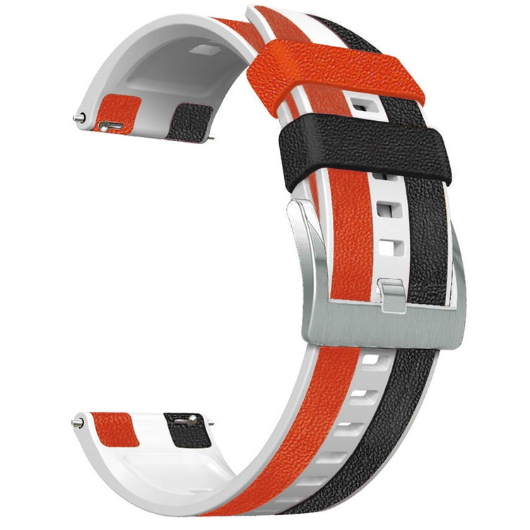 22mm Universal color splicing silicone watch strap - Black / White / Red#serie_1