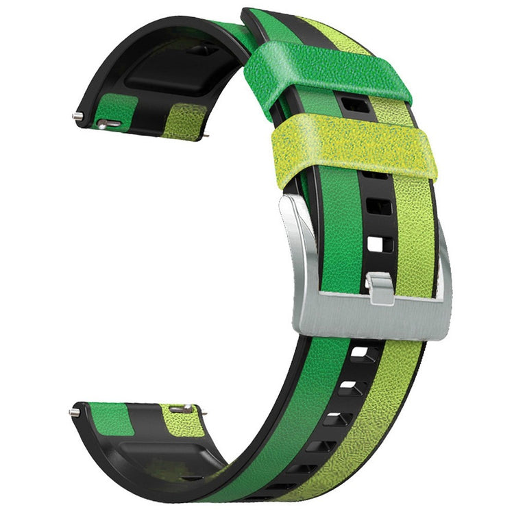 22mm Universal color splicing silicone watch strap - Green / Black#serie_3
