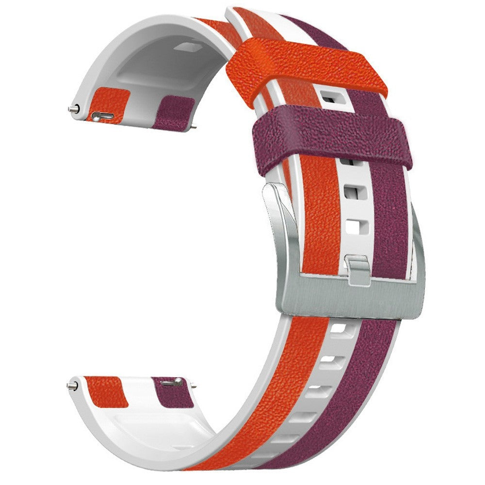 22mm Universal color splicing silicone watch strap - Purple / White / Red#serie_7