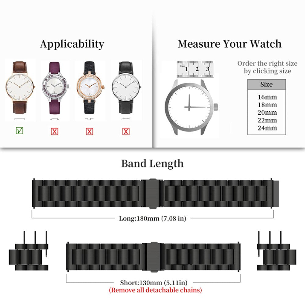 Rigtigt kønt Universal Metal Urrem - Sort#serie_1