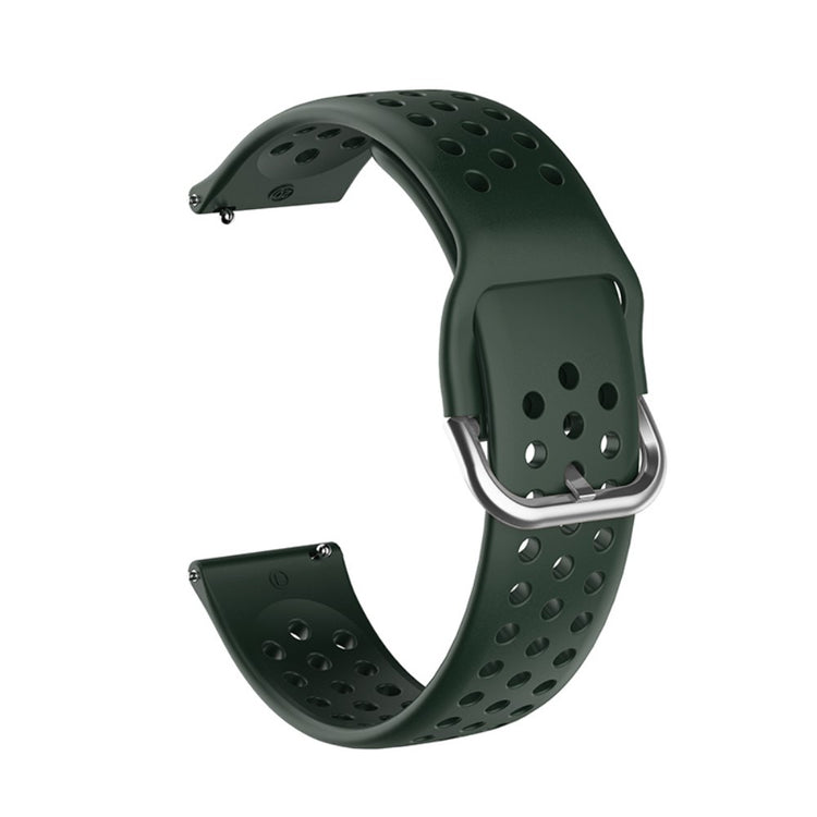 22mm Universal round hole style silicone watch strap - Blackish Green / Silver Buckle#serie_10