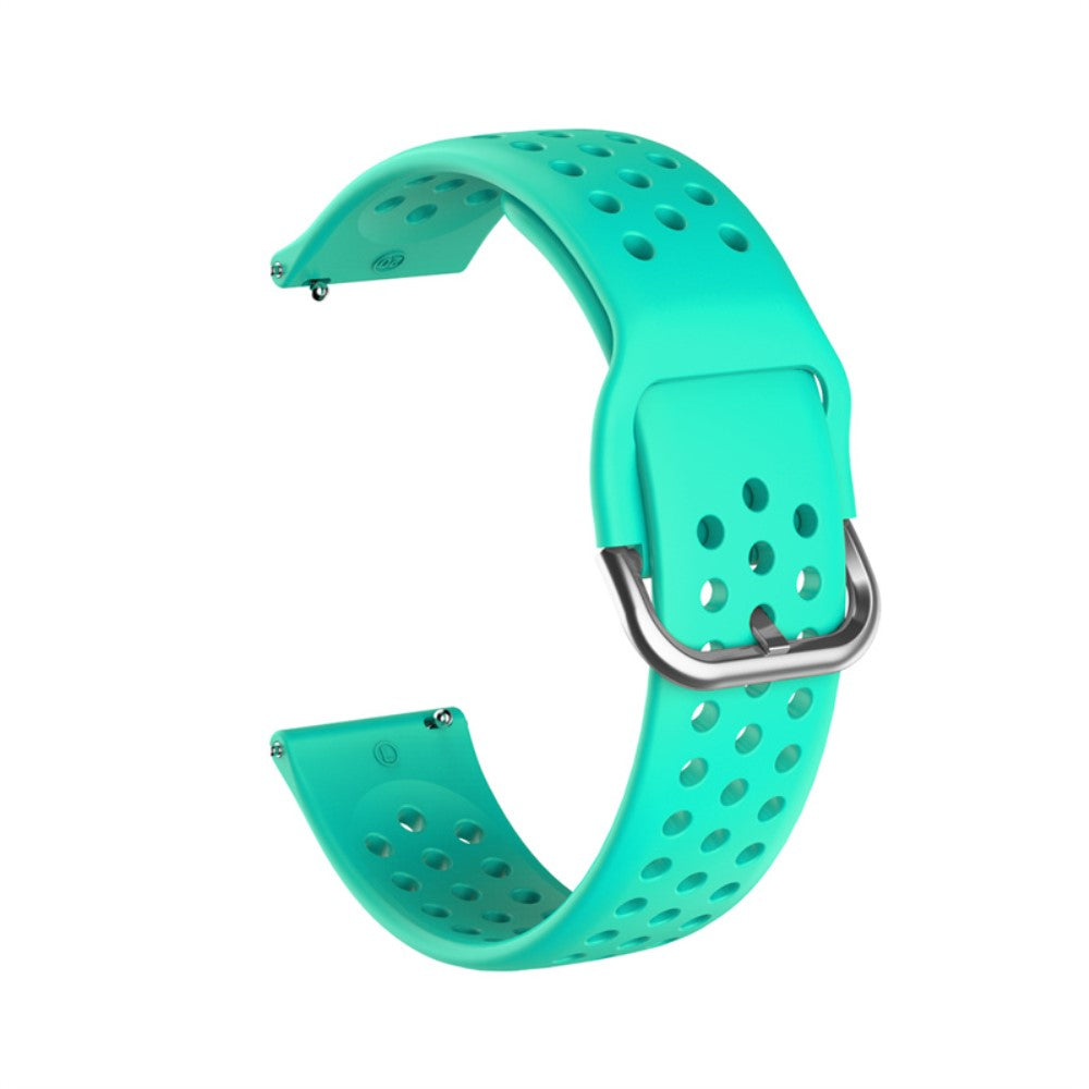 22mm Universal round hole style silicone watch strap - Mint Green / Silver Buckle#serie_2