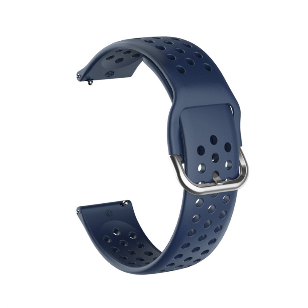 22mm Universal round hole style silicone watch strap - Navy Blue / Silver Buckle#serie_3