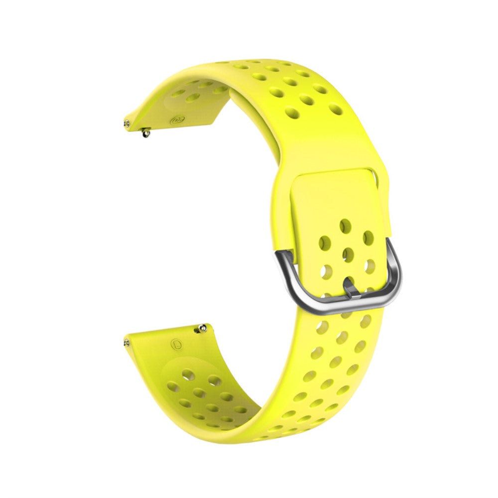 22mm Universal round hole style silicone watch strap - Yellow / Silver Buckle#serie_6