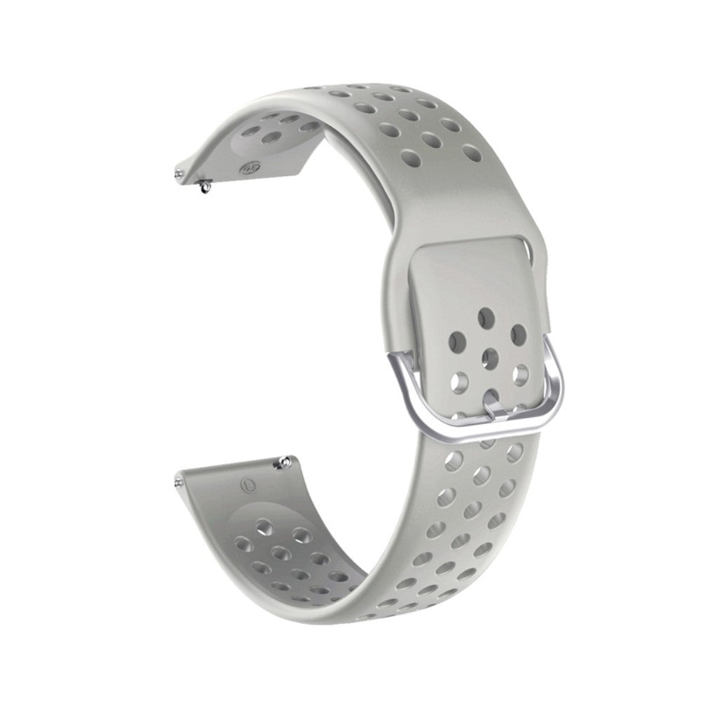 22mm Universal round hole style silicone watch strap - Grey / Silver Buckle#serie_7