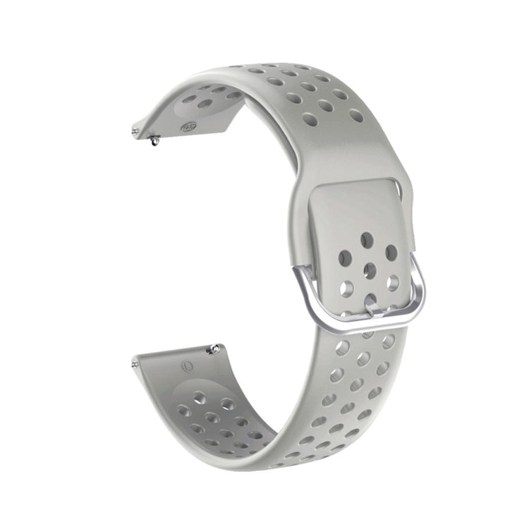 22mm Universal round hole style silicone watch strap - Grey / Silver Buckle#serie_7