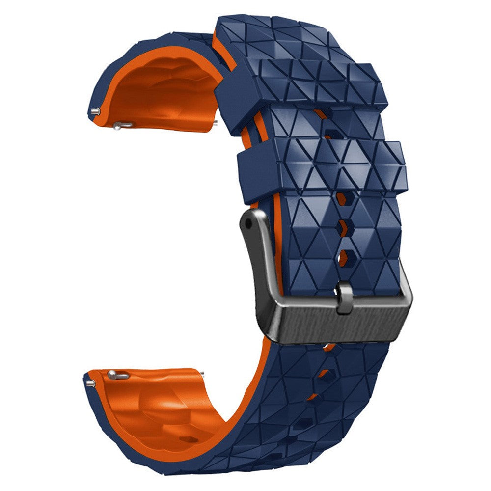 22mm Universal icosahedron style silicone watch strap - Dark Blue / Orange#serie_10