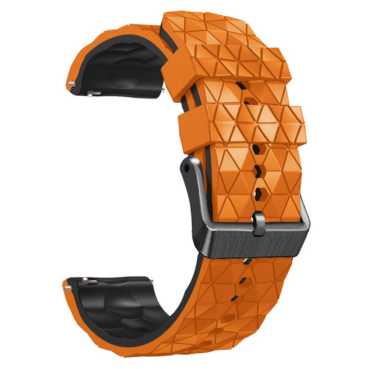 22mm Universal icosahedron style silicone watch strap - Orange / Black#serie_4