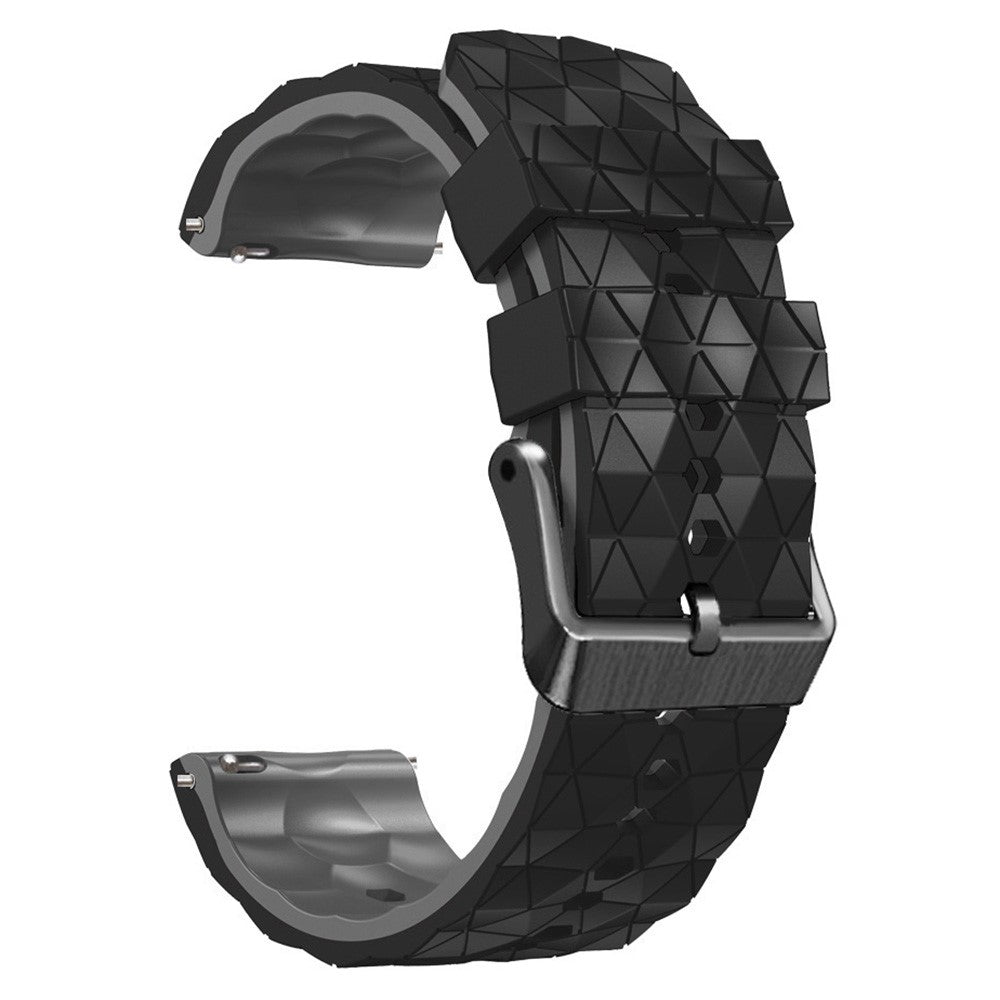 22mm Universal icosahedron style silicone watch strap - Black / Grey#serie_7
