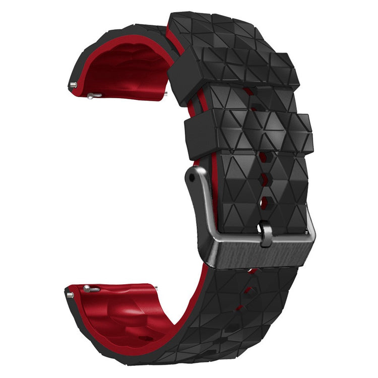 22mm Universal icosahedron style silicone watch strap - Black / Red#serie_9