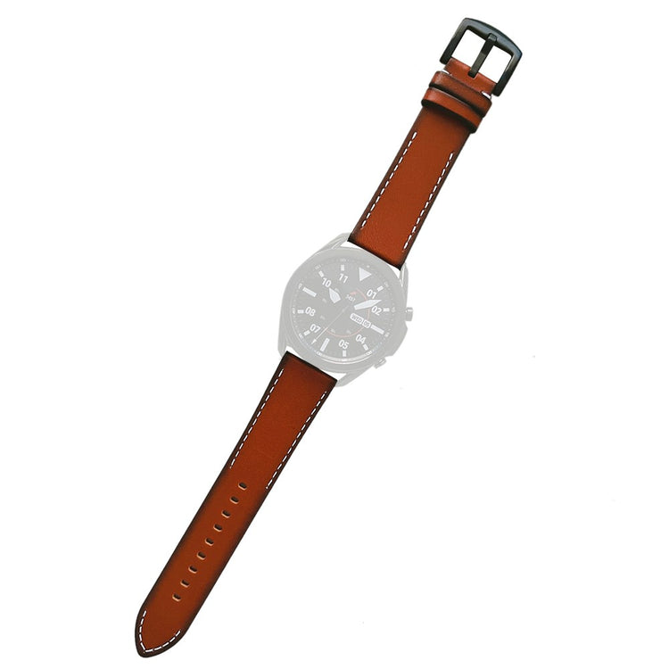 22mm Universal stitching line style genuine leather watch strap - Wine Red#serie_2