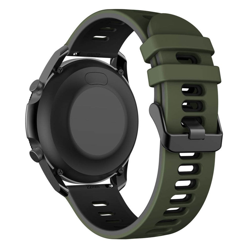 22mm Universal dual color silicone watch strap - Army Green / Black#serie_8