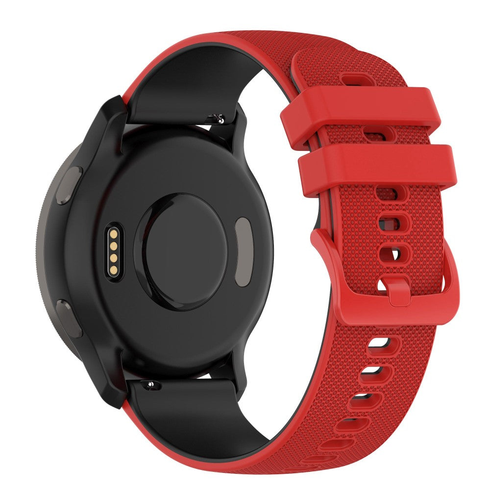 22mm Universal dual color grid pattern silicone watch strap - Red / Black#serie_7