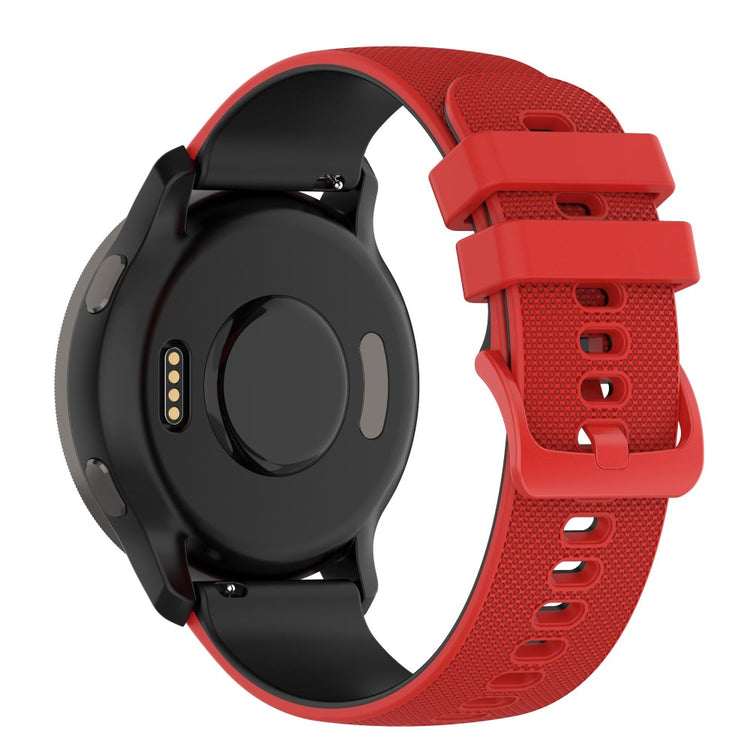22mm Universal dual color grid pattern silicone watch strap - Red / Black#serie_7