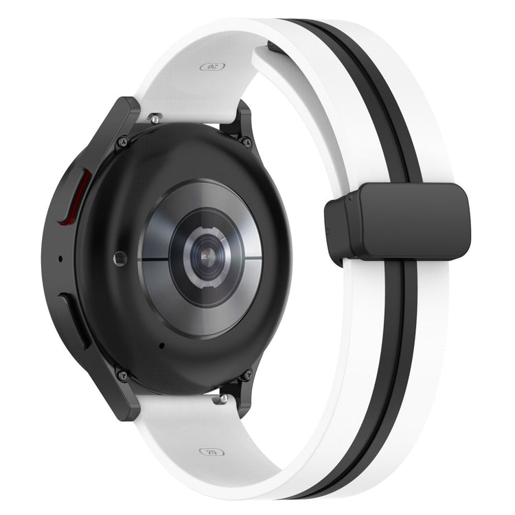 20mm Universal dual color silicone watch strap with magnetic folding buckle - White / Black#serie_1