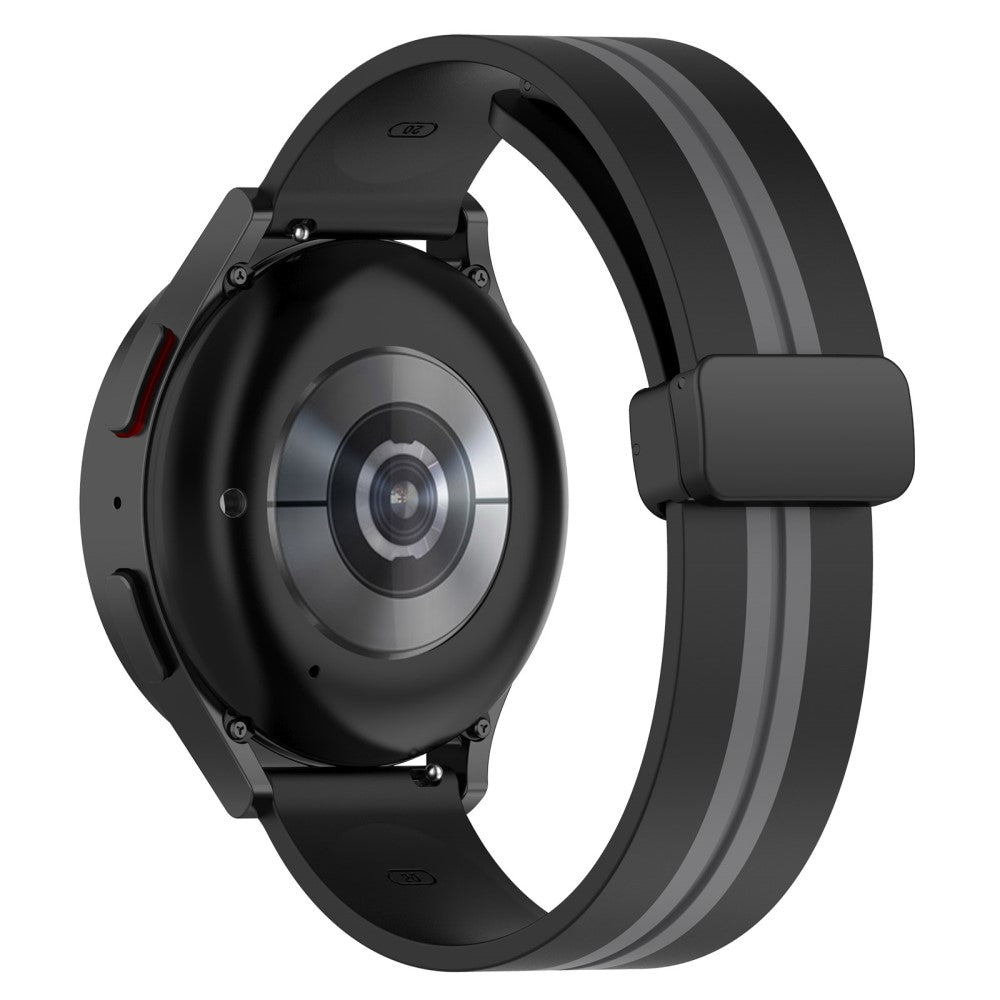 20mm Universal dual color silicone watch strap with magnetic folding buckle - Black / Grey#serie_7