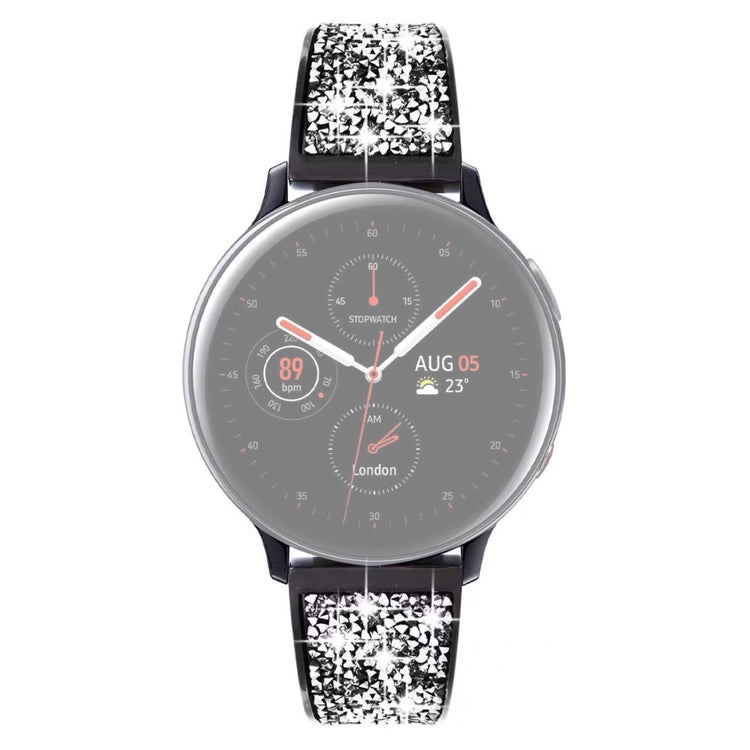 22mm Universal glitter adorned stainless steel watch strap - Black#serie_2