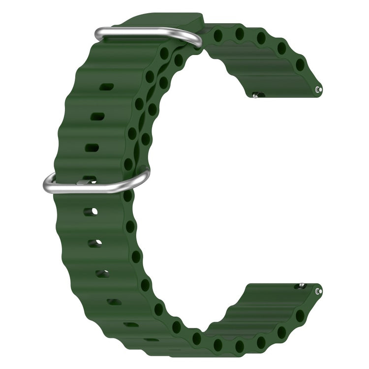 22mm Universal wave design silicone watch strap - Army Green#serie_10