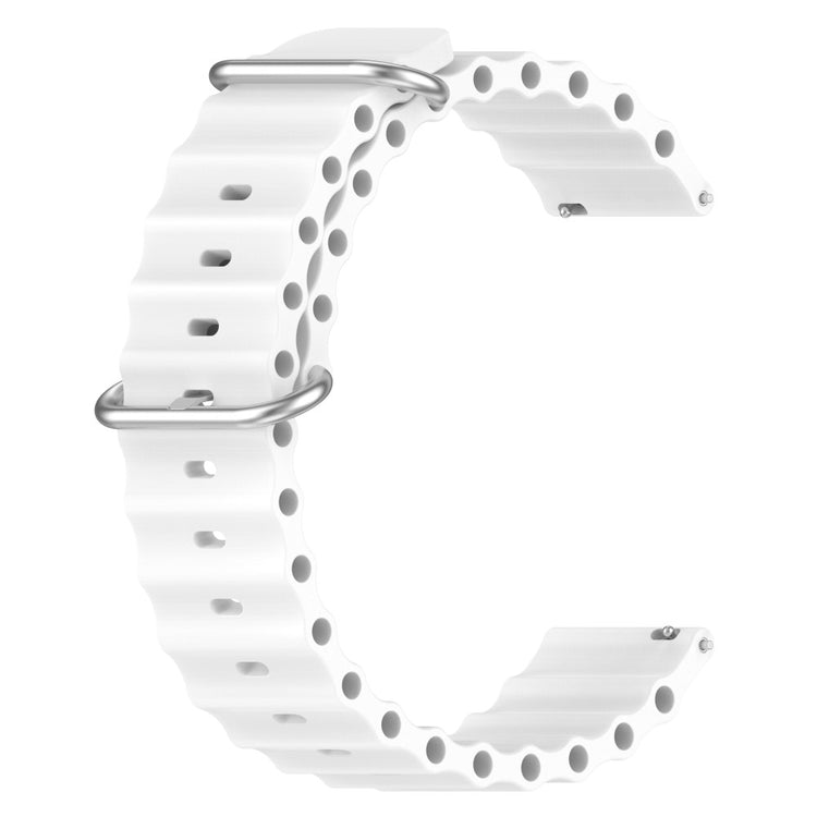 22mm Universal wave design silicone watch strap - White#serie_2