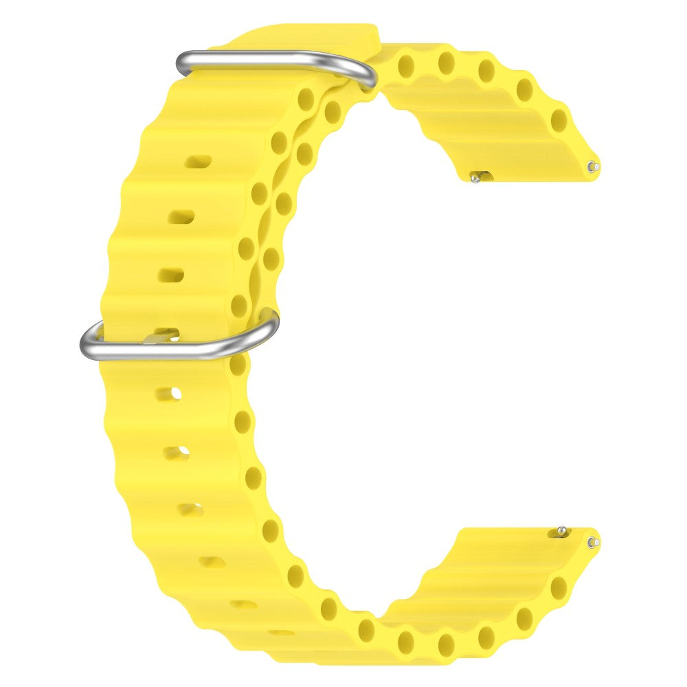 22mm Universal wave design silicone watch strap - Yellow#serie_7
