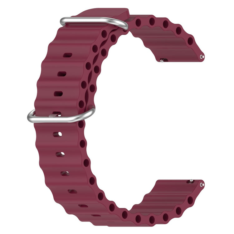 22mm Universal wave design silicone watch strap - Wine Red#serie_9