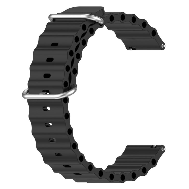 20mm Universal wave design silicone watch strap - Black#serie_1
