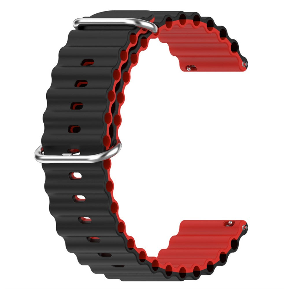 20mm Universal dual color silicone watch strap - Black / Red#serie_5