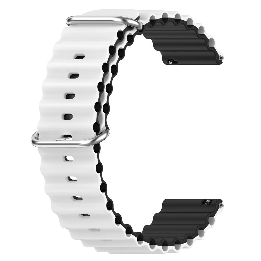 22mm Universal wavy style silicone watch strap - White / Black#serie_2