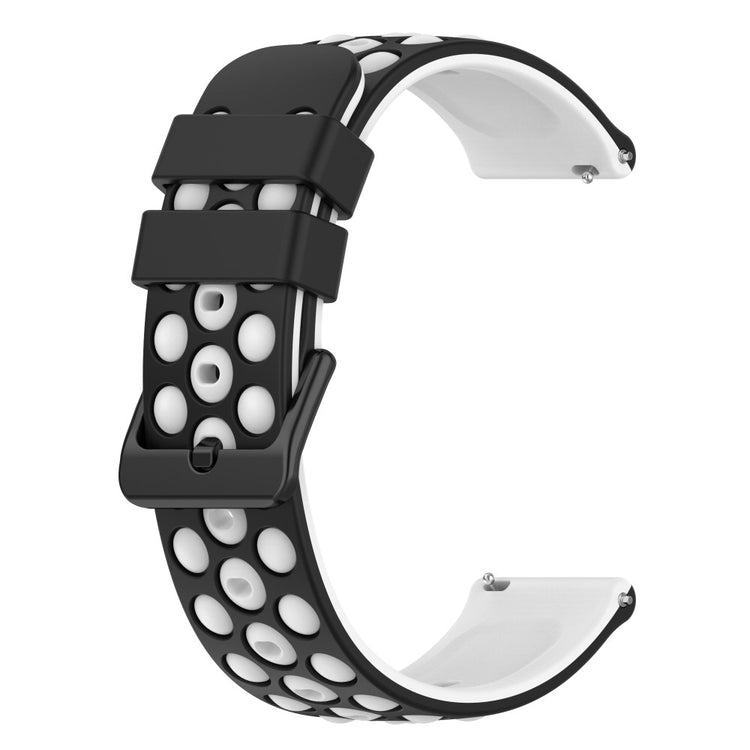 20mm Universal double color and holes design silicone watch strap - Black / White#serie_1